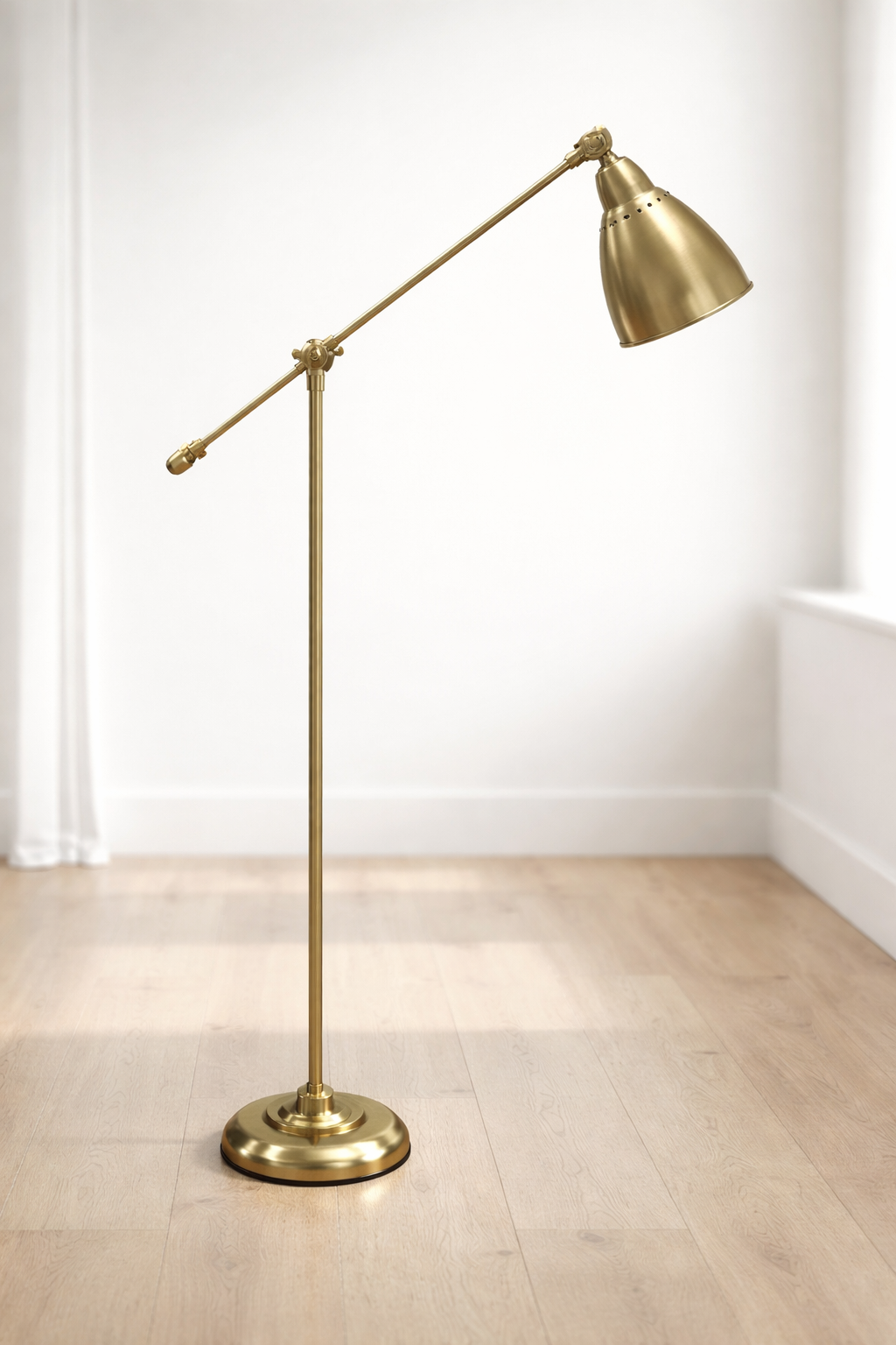Adjustable Brass Floor Lamp with Articulating Arm