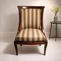 Ethan Allen Traditional Accent Chair – Striped Upholstery, Solid Wood Frame